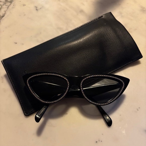 Celine Cat Eye Acetate Sunglasses w/ Crystal & Metal - Picture 4 of 4